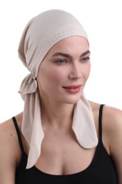 Deresina Headwear Vorgebundenes Bandana (Juwelenbesetzte Taupe) von Deresina Headwear