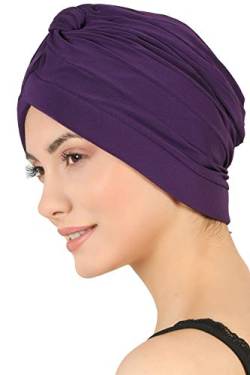 Deresina Oberer Knopf Turban für Haarverlust, Krebs (Lila) von Deresina Headwear