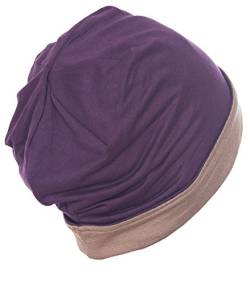 Deresina Reversibel Chemo Beanie (Maulbeere-Umber) von Deresina Headwear