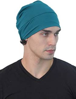 Deresina Slouch Beanie, Satin & Bambus, Schlafmütze bei Haarausfall, blaugrün, Einheitsgröße von Deresina Headwear