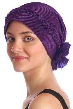 Deresina geflochtener & perlenbesetzter Hut, Turban für Haarverlust (Jazzberry) von Deresina Headwear