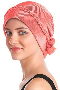 Deresina geflochtener & perlenbesetzter Hut, Turban für Haarverlust (Orange) von Deresina Headwear