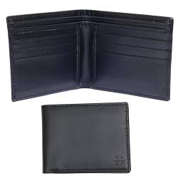 Herren-Geldbörse aus Leder mit RFID-Blockierung aus echtem Leder (hergestellt in Italien), Schwarz, Einzigartig von Deri Milano