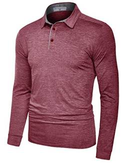 Derminpro Herren Poloshirt, kurz/langärmelig, schnelltrocknend, Sport-Golf T-Shirts - - Groß von Derminpro
