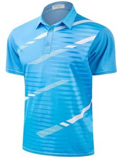 Derminpro Herrenmode Kragen Stretch Fit Casual Kurzarm Schnell Trocknen Golf Poloshirts, 68-blau-weiß, L von Derminpro