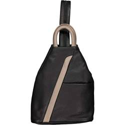 Dernier ESTELLE Leder Rucksack Damen Cityrucksack Daypack schwarz/taupe 25 x 30 x 11 cm von Dernier