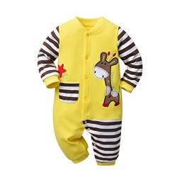 Derouetkia Baby Jungen Mädchen Strampler mit Giraffe Muster ein Stück Overall lange Ärmel Baby Outfits, Gelb, 0 Monate von Derouetkia