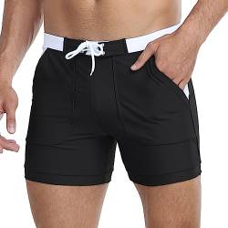 Derssity Herren Badeshorts Schnell trocknende Badehose Boxer-Badebekleidung mit verstellbarem Kordelzug(B,M) von Derssity