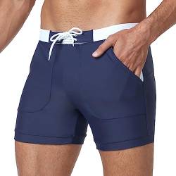 Derssity Herren Badeshorts Schnell trocknende Badehose Boxer-Badebekleidung mit verstellbarem Kordelzug(N,M) von Derssity