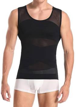 Derssity Herren Kompressionsshirt Abnehmen Body Shaper Sport Bauch Weg Unterhemden Figurformende Shapewear Tanktop (B,L) von Derssity