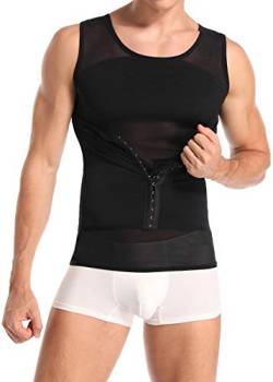 Derssity Herren Kompressionsshirt Abnehmen Body Shaper Sport Bauch Weg Unterhemden Figurformende Shapewear Unterhemd (Black #041, XL) von Derssity