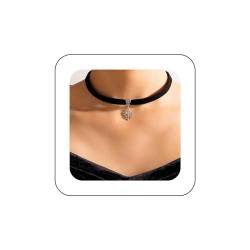 Dervivea Boho Black Suede Choker Halskette Snowflake Velvet Collar Halskette Silver Snow Pendant Halskette Christmas Snow Flake Halskette Schmuck für Frauen und Mädchen von Dervivea