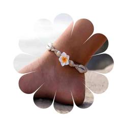 Dervivea Boho Natürlichen Shell Fußkettchen Armbänder Blume Knöchel Kette Hawaiianischen Kaurimuschel Geflochten Fußkettchen Armband Strand Gewebt Seil Fuß Kette Schmuck Für Frauen Und Mädchen von Dervivea