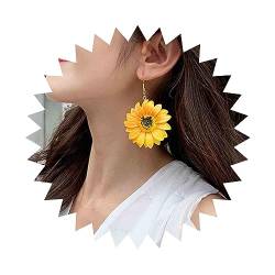 Dervivea Boho Sonnenblume Ohrringe Handgefertigt Sonnenblume Ohrringe Große Blume Tropfen Ohrringe Sonnenblume Gänseblümchen Ohrringe Schmuck Für Frauen Und Mädchen von Dervivea