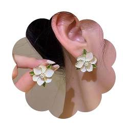 Dervivea Boho Vintage Perle Blume Ohrringe Acryl Kamelie Ohrstecker Ohrringe Weiß Emaille Blume Ohrringe Perle Blume Blüte Ohrringe Schmuck Für Frauen Und Mädchen von Dervivea
