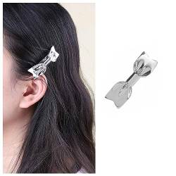 Dervivea Metallbogen Haarspange Bogen Knoten Seite Clip Haarspange Minimalistisch Silber Haarspange Bogen Form Haarspange Kopf Clip Dekorative Haarschmuck Für Frauen Und Mädchen von Dervivea