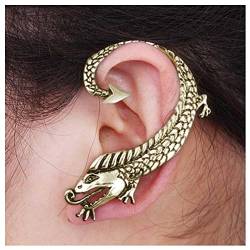 Dervivea Punk Eidechse Ohrhänger Gold Gecko Ohrstecker Ohrringe Gothic Tier Ohrkletterer Ohrringe Übertrieben Halloween Ohr Krabbler Ohrringe Schmuck Für Frauen Und Mädchen von Dervivea