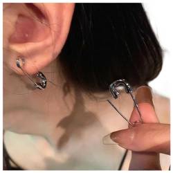 Dervivea Punk Sicherheitsnadel Ohrringe Winzige Sicherheitsnadel Ohrringe Silberne Büroklammer Ohrringe Minimalistische Silberne Nadel Ohrstecker Schmuck Für Frauen Und Mädchen von Dervivea