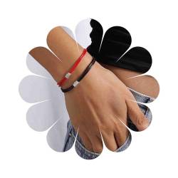 Dervivea Vintage Leder Geflochtenes Armband Rot Schwarz Kordel Armband Doppeltes Leder Seil Armband Verstellbar Schwarz Geflochtenes Armband Schmuck Für Frauen Und Mädchen 2pcs von Dervivea