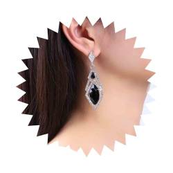Dervivea Vintage Onyx Edelstein Ohrringe Silber Schwarz Kristall Ohrringe Onyx Tropfen Ohrringe Kronleuchter Baumeln Ohrringe Schmuck Für Frauen Und Mädchen von Dervivea
