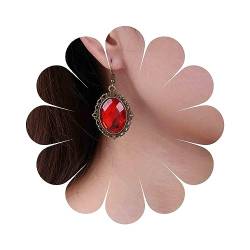 Dervivea Vintage Oval Rubin Ohrringe Rot Strass Ohrringe Rubin Kristall Tropfen Ohrringe Victorian Rubin Edelstein Ohrring Schmuck Für Frauen Und Mädchen von Dervivea