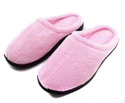Gel-Hausschuhe für Damen und Herren, bequeme und warme Schuhe mit rutschfester Sohle, entlastet den Druck auf Füße und Beine, grau - Rosa - Größe: Small von Desconocido