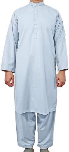 Desert Dress Grauer Pakistan Herren Jungen Anzug 2-teilig Hemd Hose Salwar Kameez Gr. XL, grau von Desert Dress