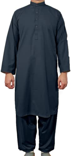 Desert Dress Schwarzer Pakistan Indianer Kurta Herren Jungen Anzug 2-teilig Hemd Hose Salwar Kameez Gr. L, Schwarz von Desert Dress