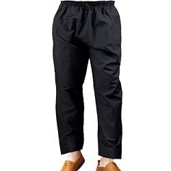 Herren Muslimische Hose, Jogging, Sirwal-Baumwolle, lockerer Stil, afghanische Hose mit Taillenband, Gummizug für Gebet, Eid, Buggy, FBA, Schwarz , 27-32 von Desert Dress