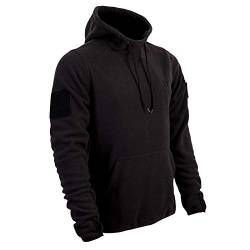 Desert Hawk Tactical Taktischer BW Fleece Pullover mit Hoheitsabzeichen BW Hoodie mit Klett + Rubber Patch (as3, Alpha, l, Regular, Regular, Schwarz) von Desert Hawk Tactical