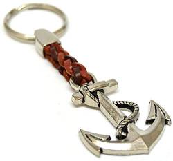 Anker-Schiff-Glücksbringer-Metall mit Lederband-Schlüsselanhänger-Keyholder-Schlüssel-Keyringss von Desi-Schilder