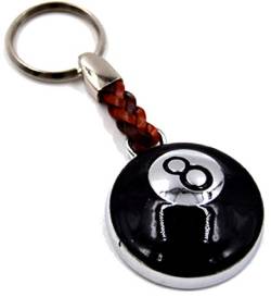 Billard-Glücksbringer-Billardkugel-Metall mit Lederband-Schlüsselanhänger-Keyholder-Schlüssel-Keyrings von Desi-Schilder