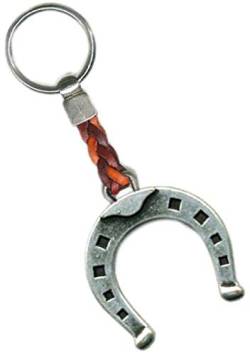 Metall-Hufeisen Glücksbringer-Lederband-Schlüsselanhänger-Keyholder-Schlüssel-Keyrings von Desi-Schilder