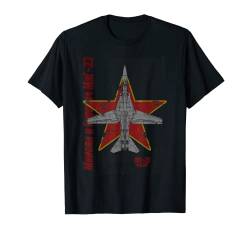 MiG-23 Flogger Sowjetischer Kaltkrieg Jet Flugzeug Vintage Cyrillic T-Shirt von Designed For Flight