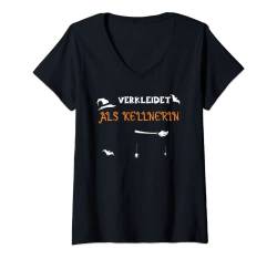 Damen Kellner: Verkleidet Als Kellnerin - Halloween T-Shirt mit V-Ausschnitt von DesignsByJnk5 Halloween