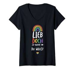 Damen Queer: Lieb Doch Wen Du Willst - LGBTQ Sprüche T-Shirt mit V-Ausschnitt von DesignsByJnk5 Pride