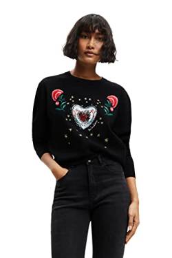 Desigual Damen Black Jers_alma 2000 Black Pullover Sweater, Schwarz, S EU von Desigual