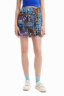 Desigual Damen Fal_lettering 2000 Skirt, Schwarz, L EU von Desigual