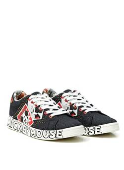 Desigual Damen Shoes_Cosmic_Mickey Deni Sneakers Woman, Black, 37 EU von Desigual