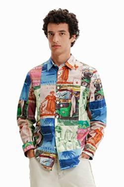 Desigual Men's CAM_Stamps 9021 Multicolor Fuchsia T-Shirt, Material Finishes, S von Desigual