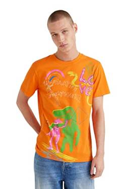 Desigual Men's TS_Roy,7002 T-Shirt, Orange, S von Desigual