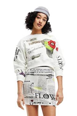 Desigual Women's 1001RAW World Defender 1001 RAW Sweater, White, L von Desigual