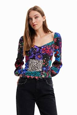 Desigual Women's BLUS_Patch Flowers 2000 Black Blouse, M von Desigual