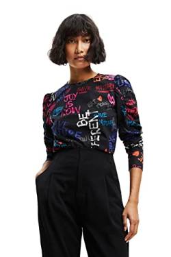 Desigual Women's Blouse Long Sleeve T-Shirt, Black, S von Desigual