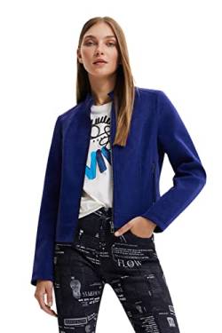 Desigual Women's CHAQ_LAS Vegas, 5096 Blue PU Coat, S von Desigual