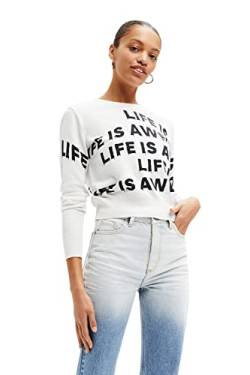Desigual Women's JERS_Bet 1001 RAW Pullover Sweater, White, XS von Desigual