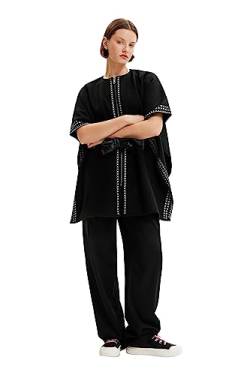 Desigual Women's Poncho_Cruces Milan, Black, One Size von Desigual