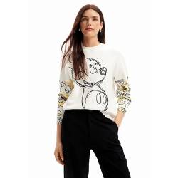 Desigual Women's Pullover_Run Mickey Sweater, White, X-Groß von Desigual