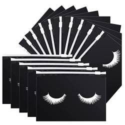 Desikixudy 50 StüCk Wimperntaschen Wimperntaschen für die Nachsorge Wimpern Make-Up mit ReißVerschluss für Frauen (Schwarz 6X4) von Desikixudy