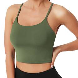 Desol Riemchen Damen Sport BH mit Polstern für Damen, Lang Geschnittenes Tank-Top Mittlerer Stark Halt Ohne Bügel Yoga Bra für Workout Fitness von Desol